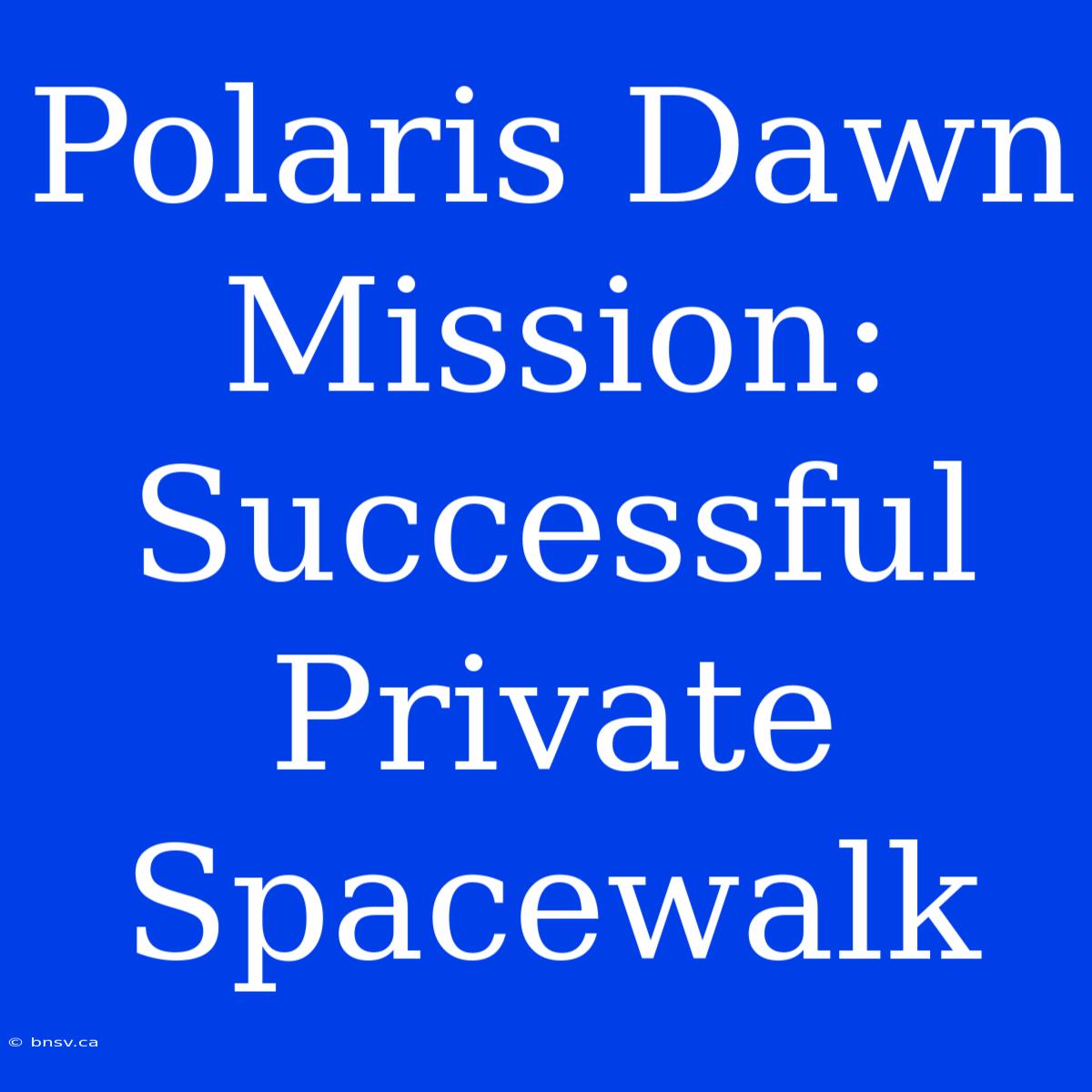 Polaris Dawn Mission: Successful Private Spacewalk