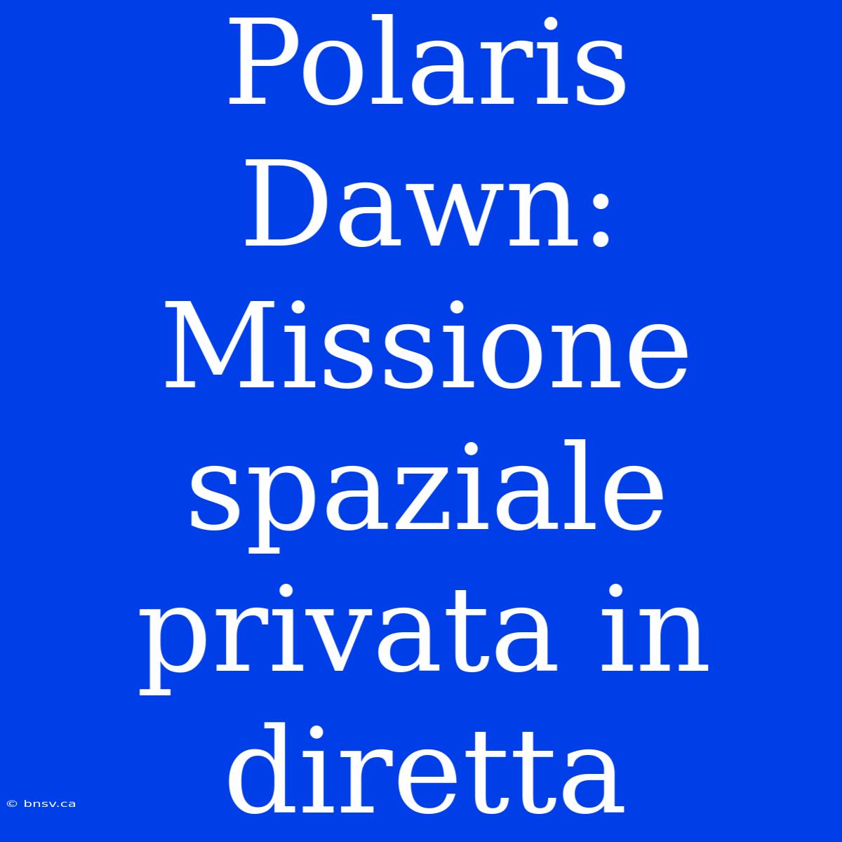 Polaris Dawn: Missione Spaziale Privata In Diretta