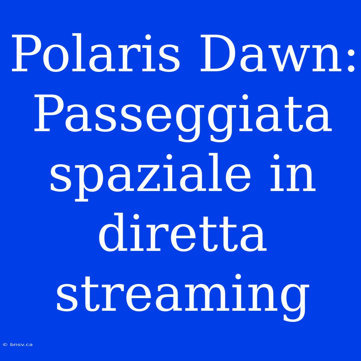 Polaris Dawn: Passeggiata Spaziale In Diretta Streaming