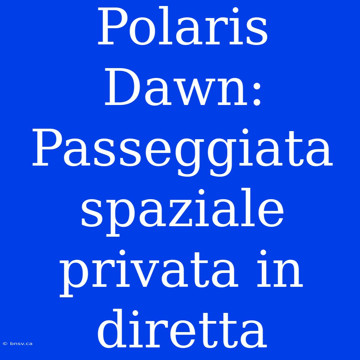 Polaris Dawn: Passeggiata Spaziale Privata In Diretta