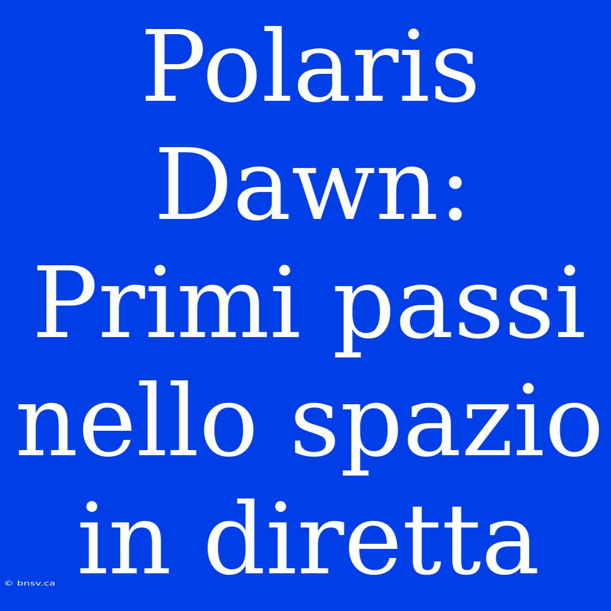 Polaris Dawn: Primi Passi Nello Spazio In Diretta