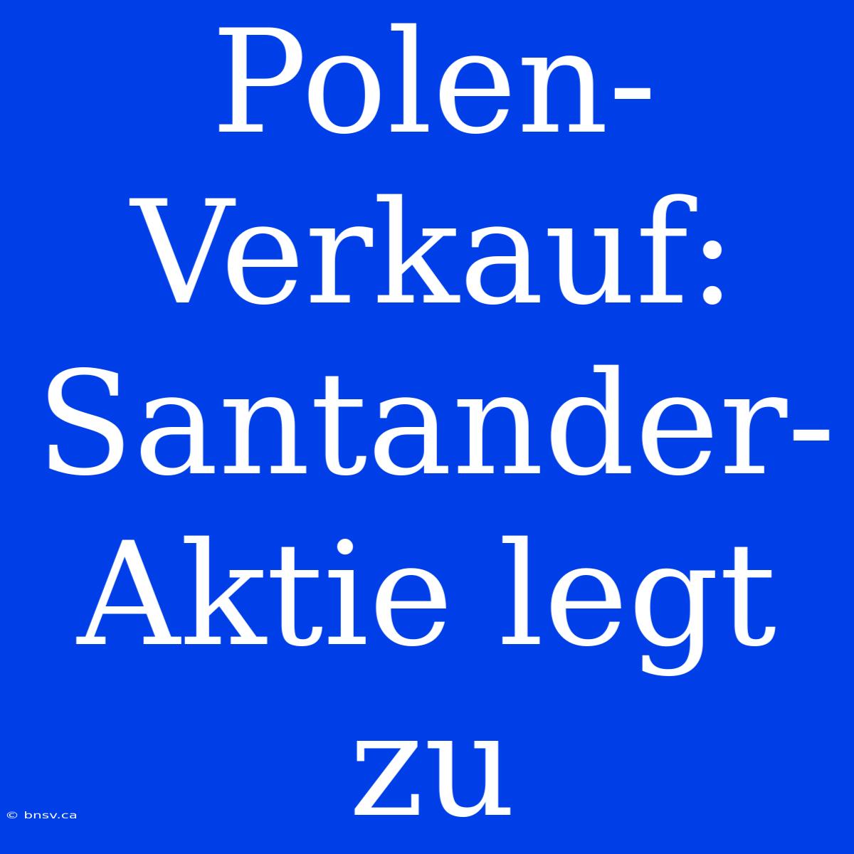 Polen-Verkauf: Santander-Aktie Legt Zu