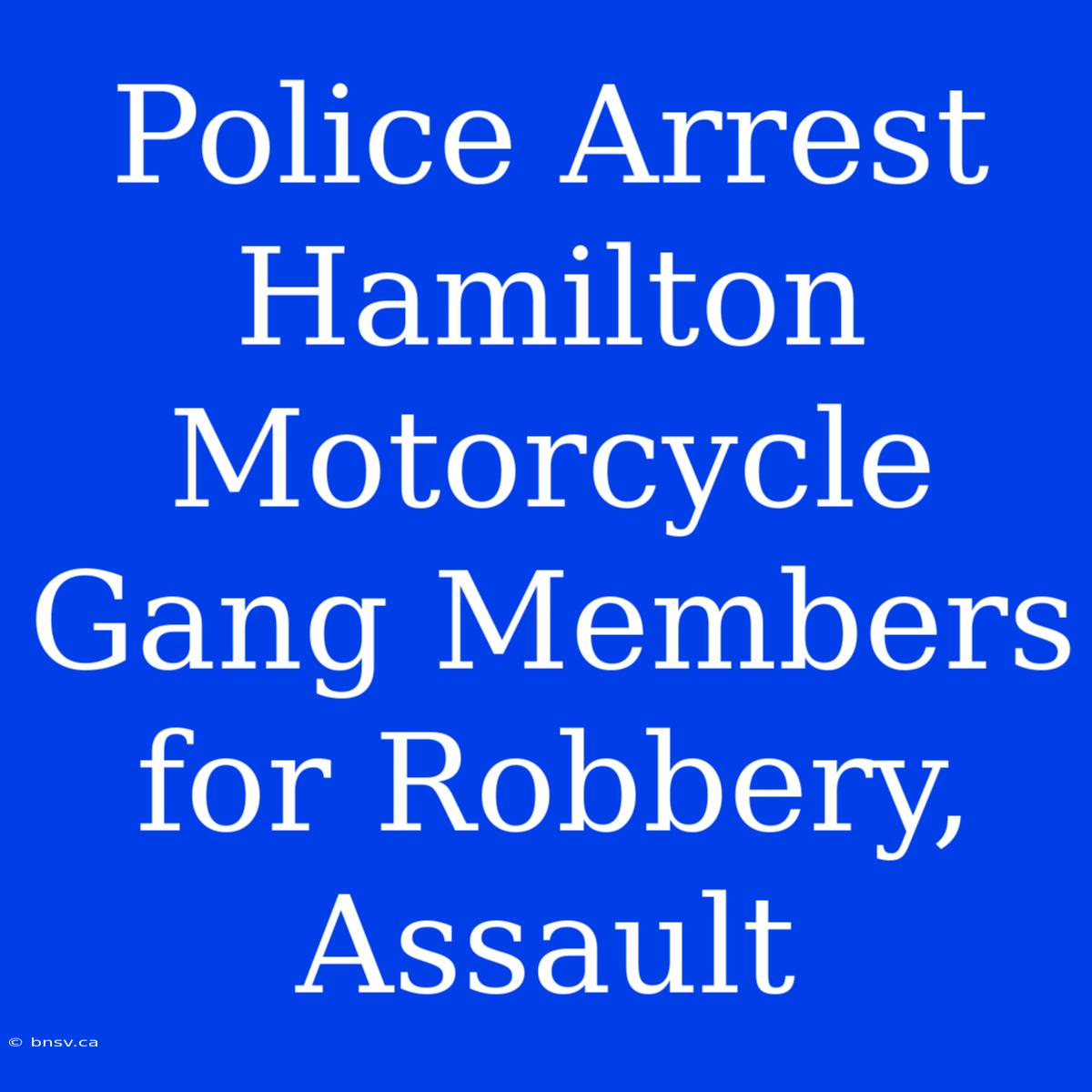 Police Arrest Hamilton Motorcycle Gang Members For Robbery, Assault