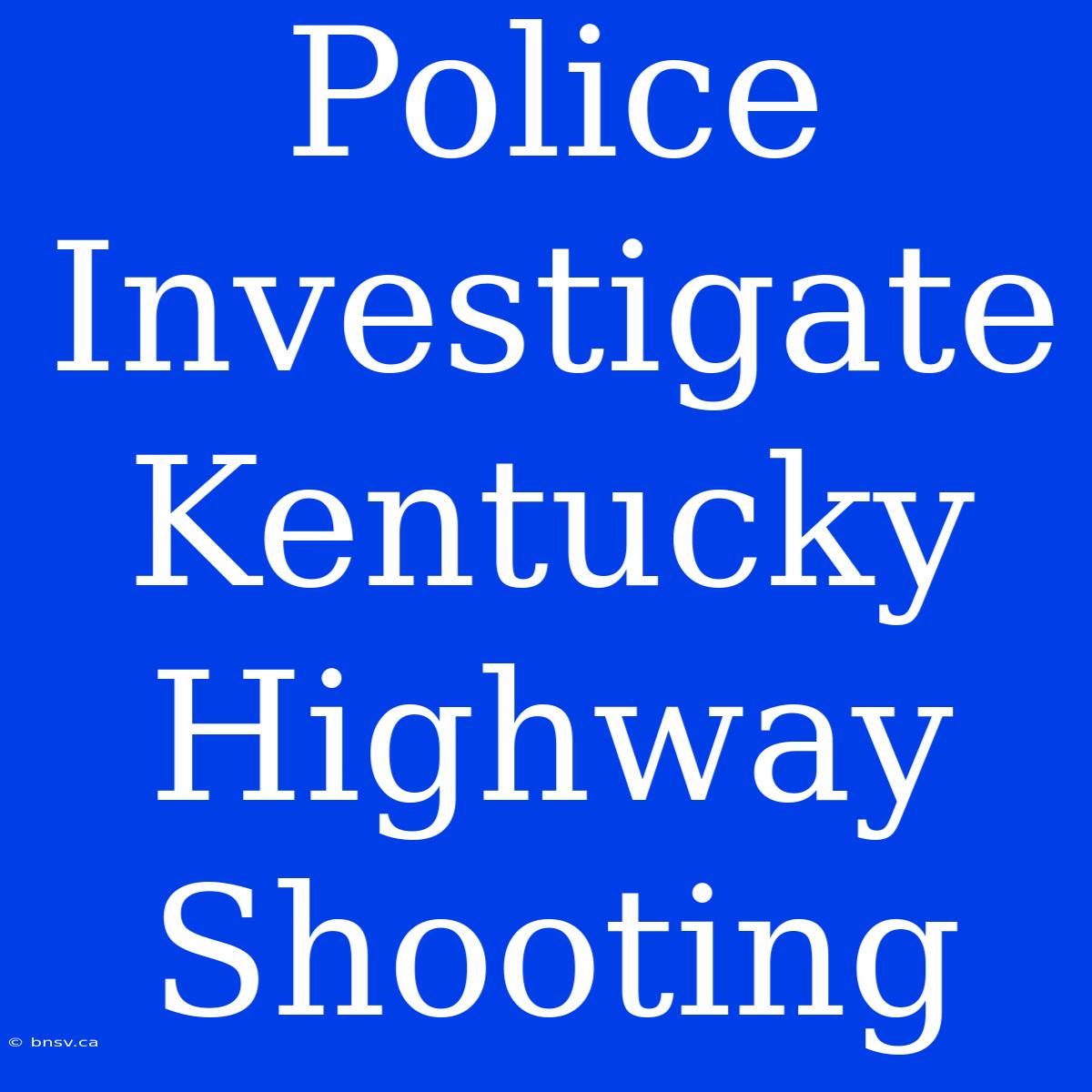 Police Investigate Kentucky Highway Shooting