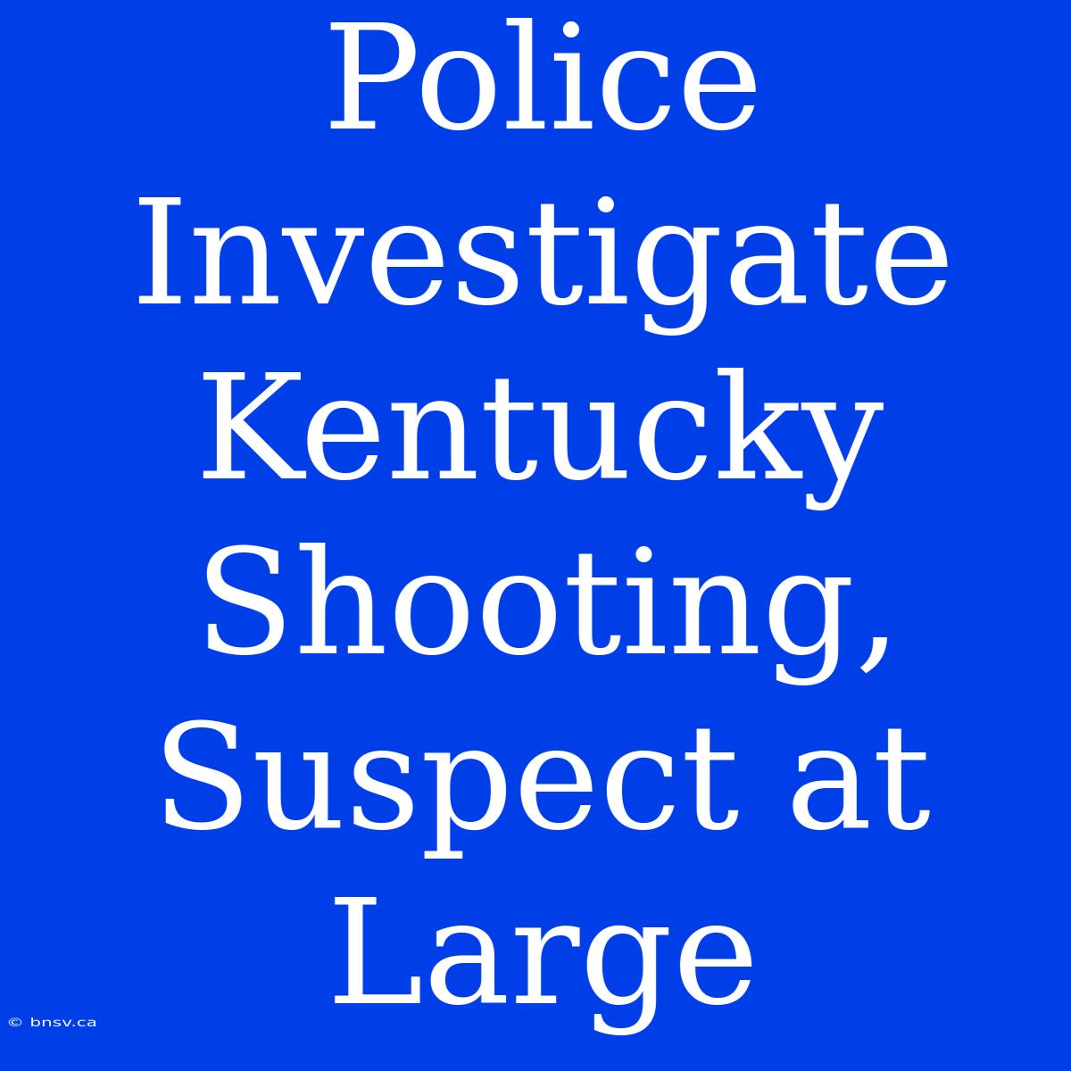 Police Investigate Kentucky Shooting, Suspect At Large