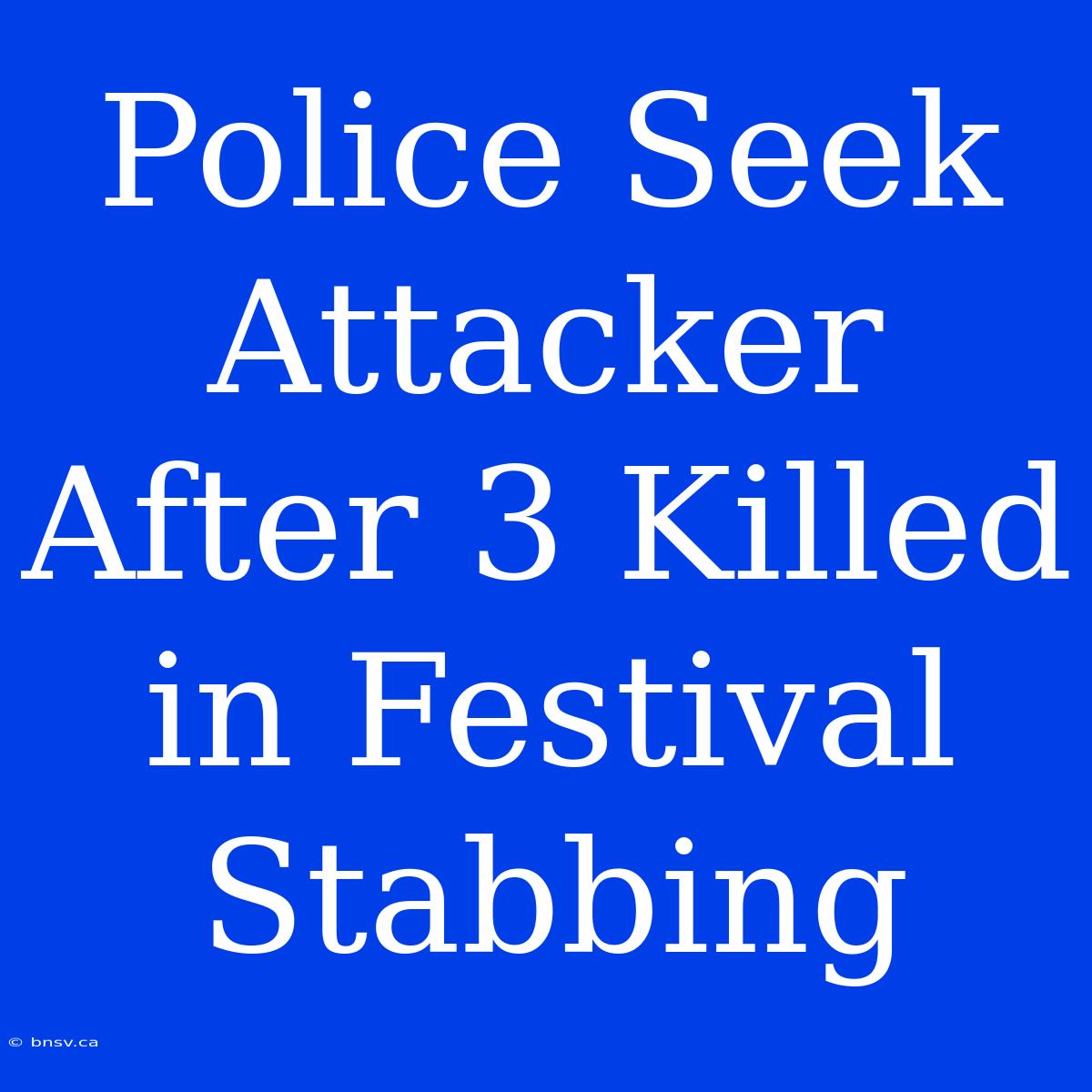 Police Seek Attacker After 3 Killed In Festival Stabbing