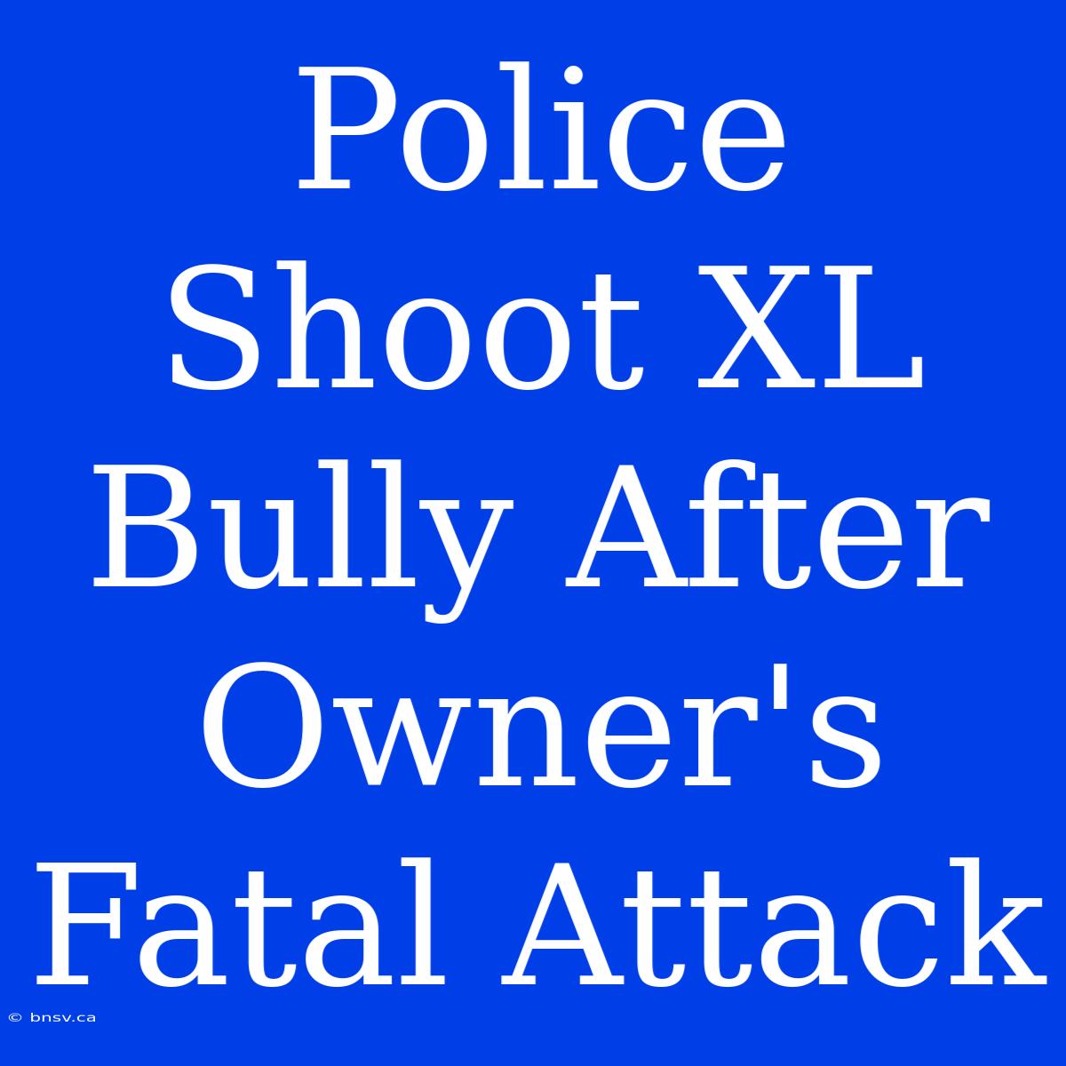 Police Shoot XL Bully After Owner's Fatal Attack