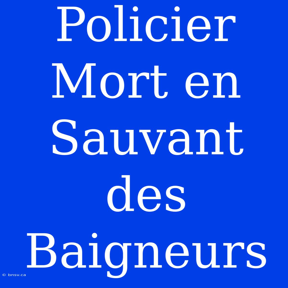 Policier Mort En Sauvant Des Baigneurs