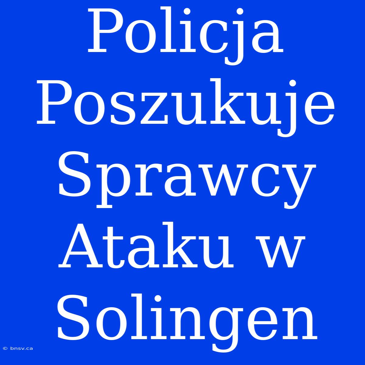 Policja Poszukuje Sprawcy Ataku W Solingen