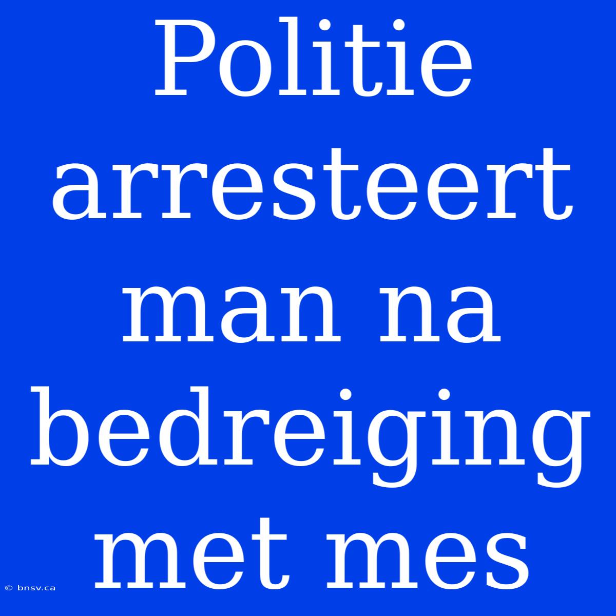 Politie Arresteert Man Na Bedreiging Met Mes