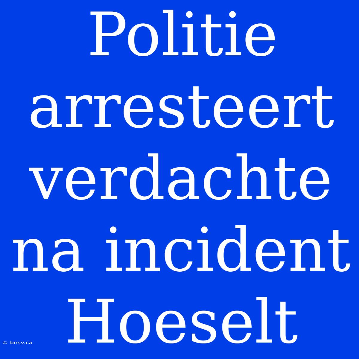 Politie Arresteert Verdachte Na Incident Hoeselt