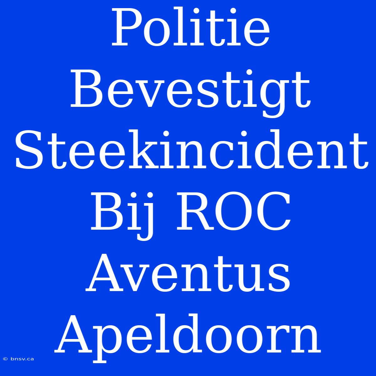 Politie Bevestigt Steekincident Bij ROC Aventus Apeldoorn