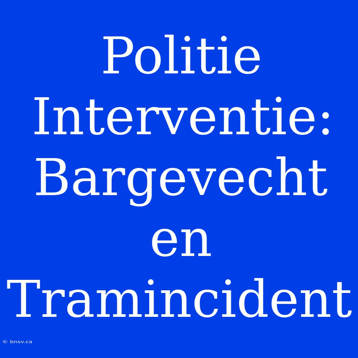 Politie Interventie: Bargevecht En Tramincident