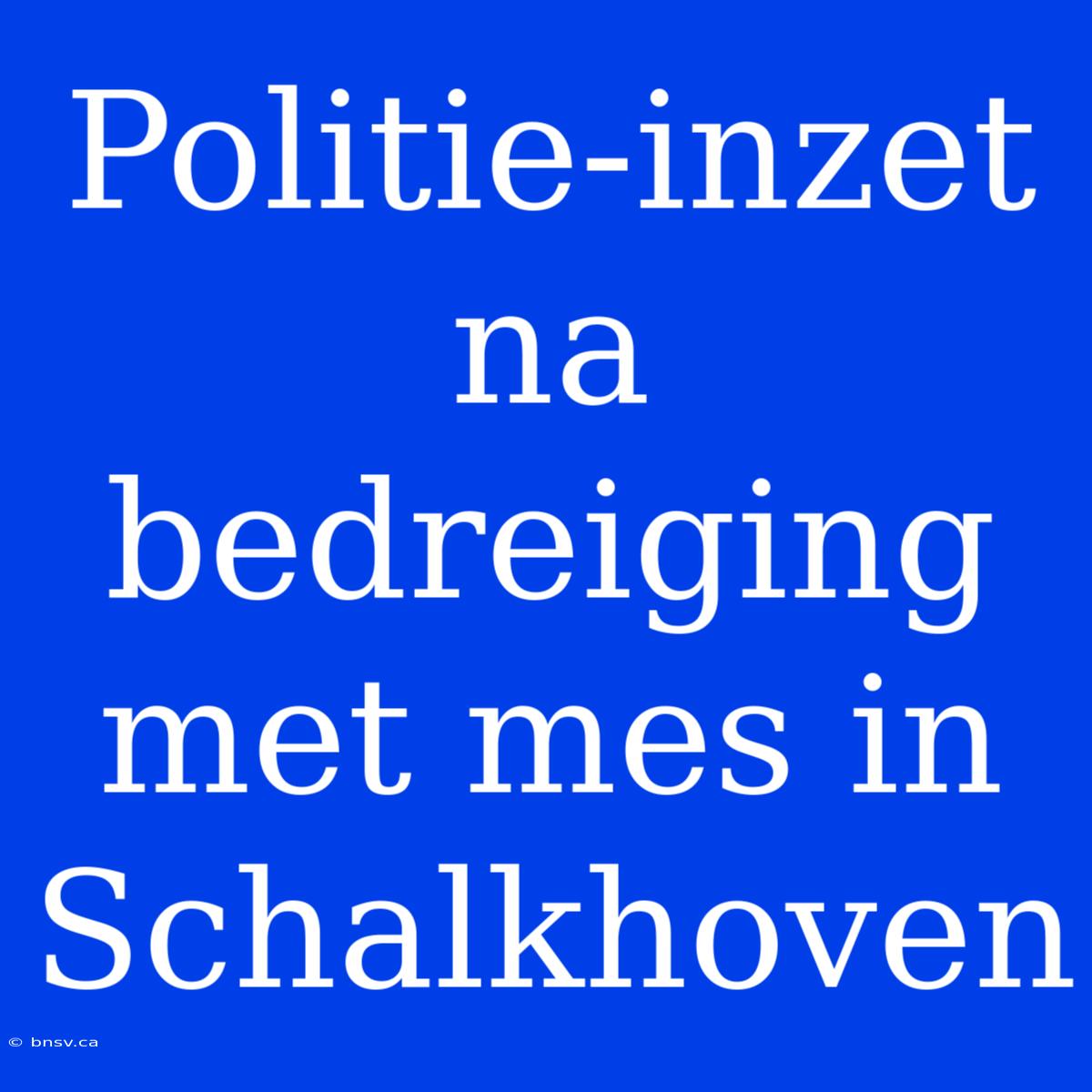 Politie-inzet Na Bedreiging Met Mes In Schalkhoven