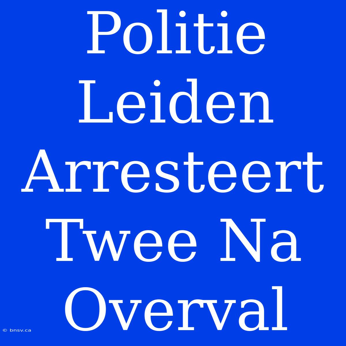 Politie Leiden Arresteert Twee Na Overval