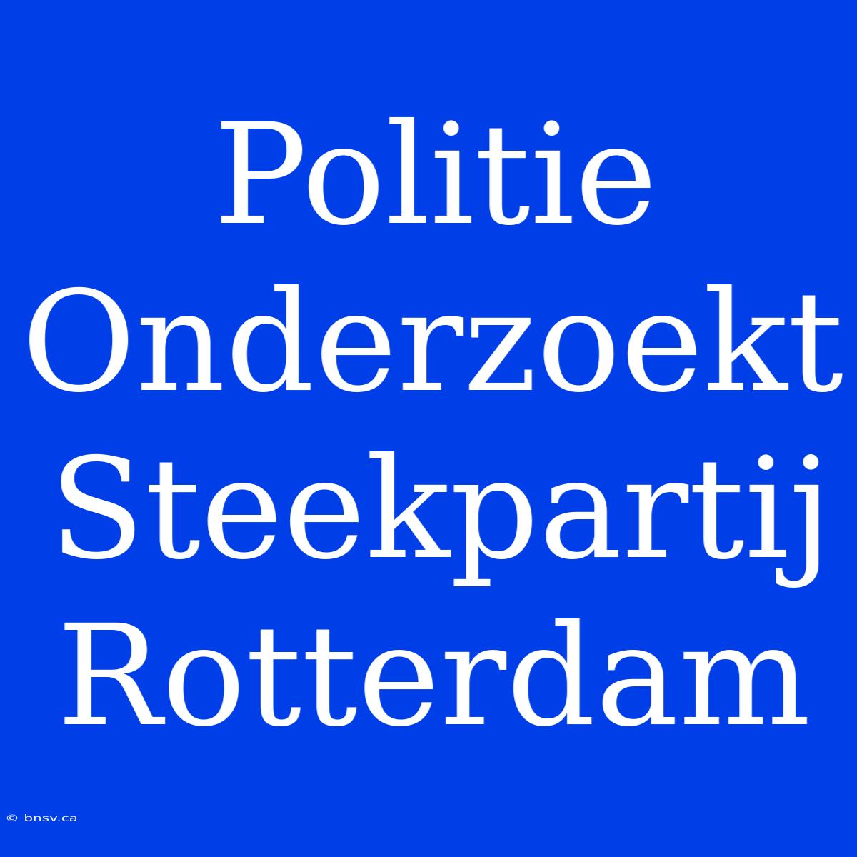 Politie Onderzoekt Steekpartij Rotterdam