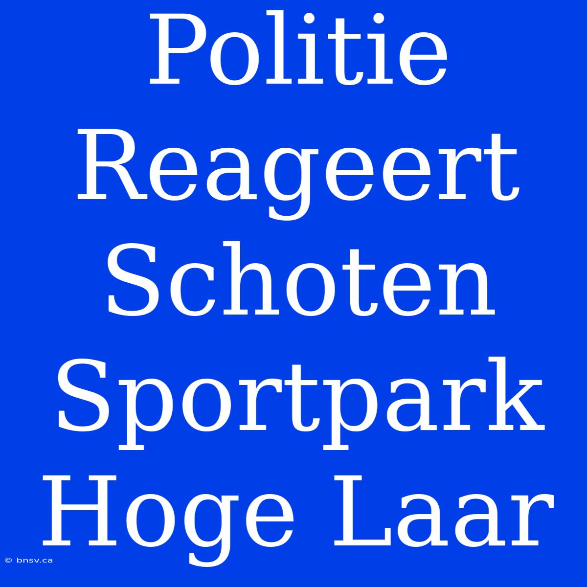 Politie Reageert Schoten Sportpark Hoge Laar