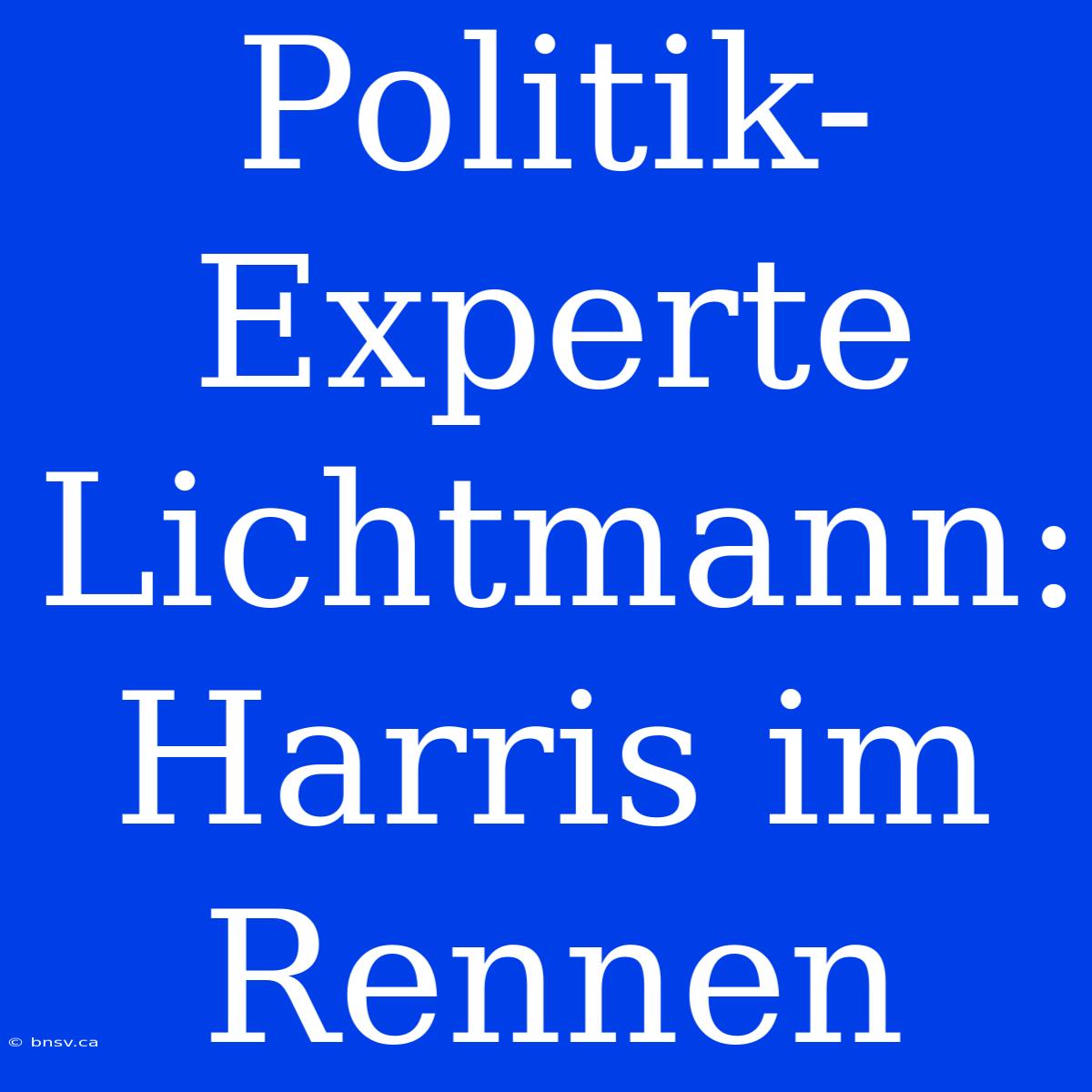 Politik-Experte Lichtmann: Harris Im Rennen