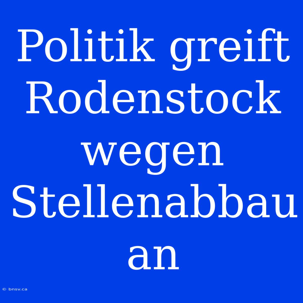 Politik Greift Rodenstock Wegen Stellenabbau An