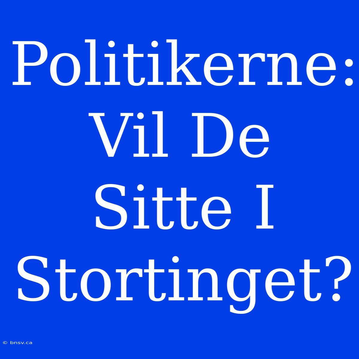 Politikerne: Vil De Sitte I Stortinget?