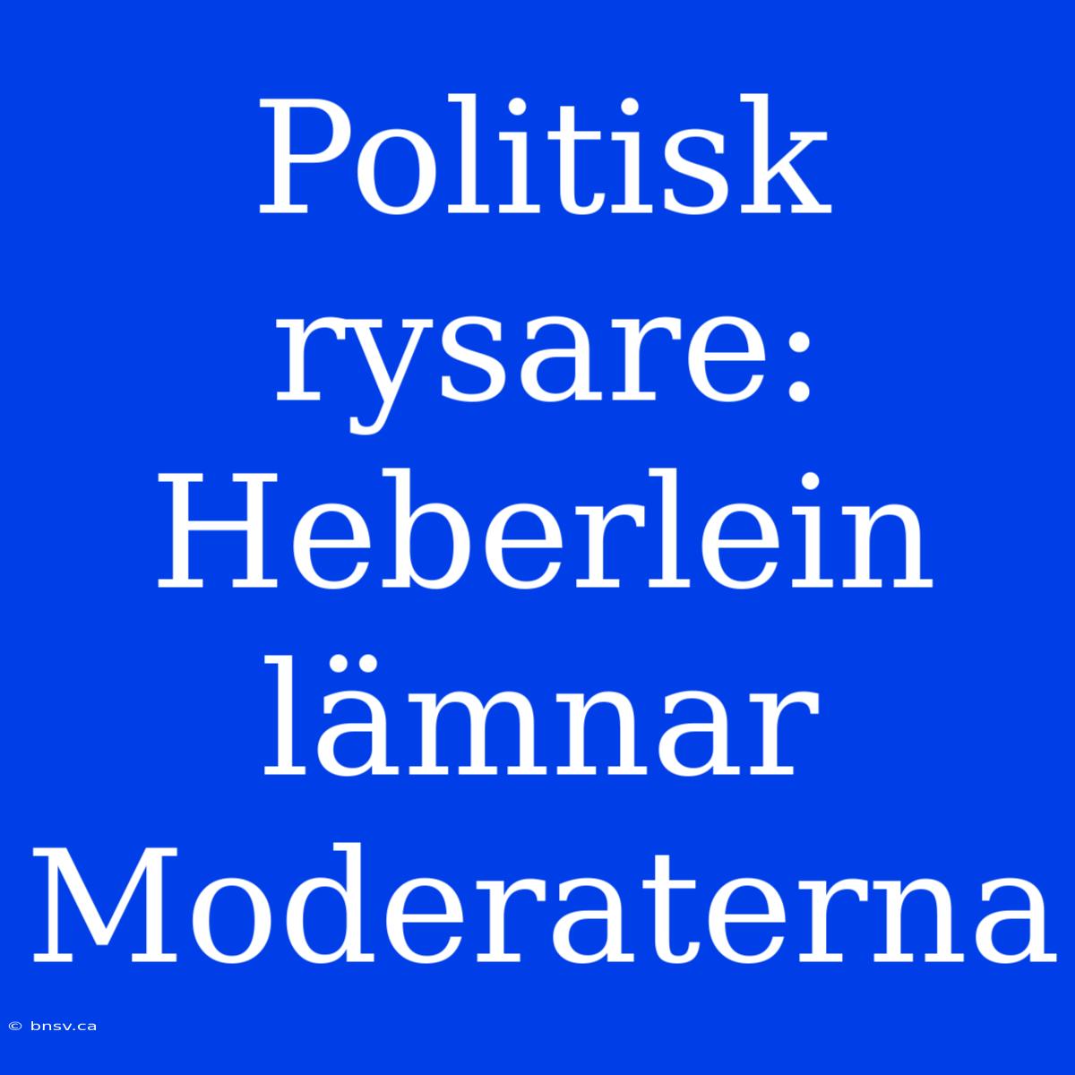 Politisk Rysare: Heberlein Lämnar Moderaterna