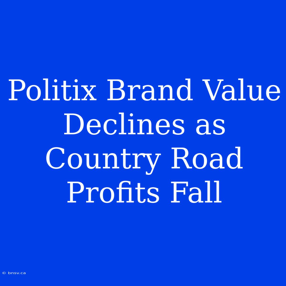 Politix Brand Value Declines As Country Road Profits Fall