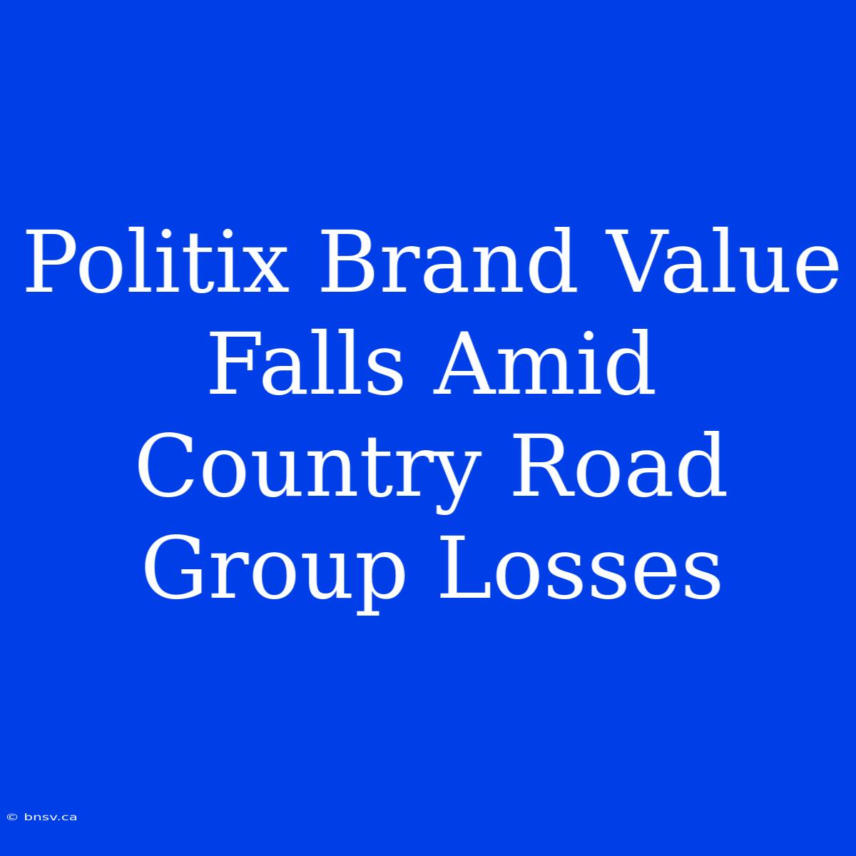 Politix Brand Value Falls Amid Country Road Group Losses