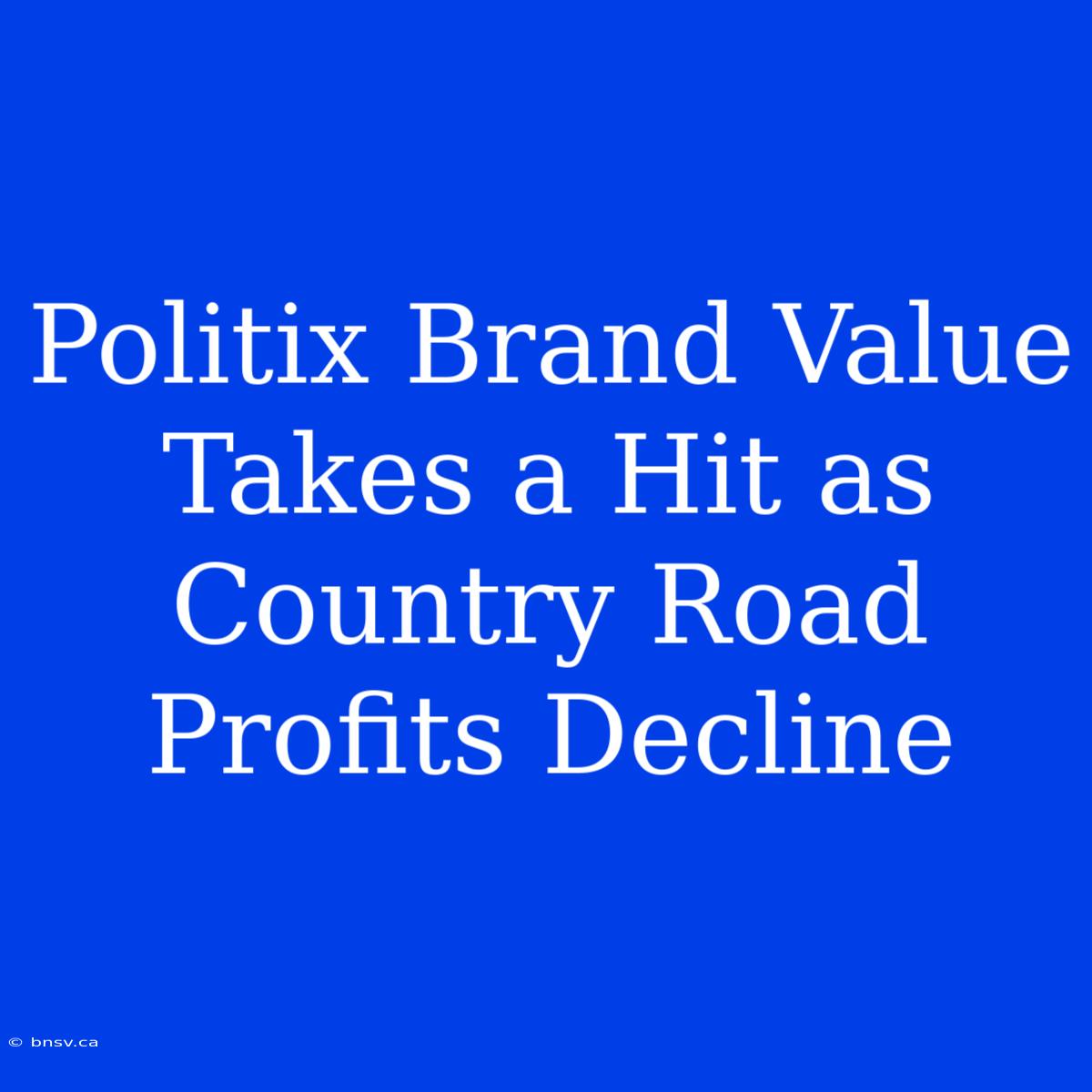 Politix Brand Value Takes A Hit As Country Road Profits Decline