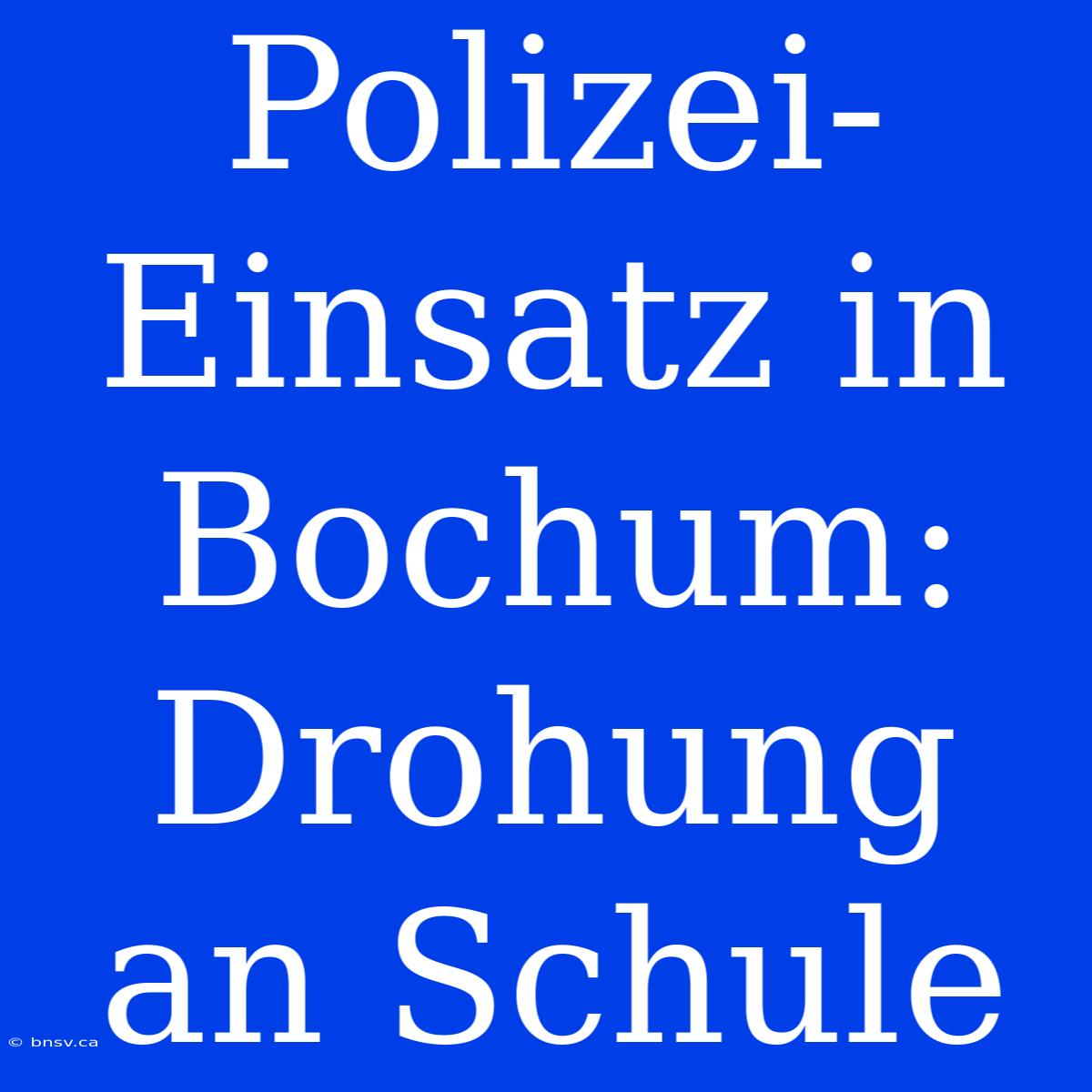 Polizei-Einsatz In Bochum: Drohung An Schule