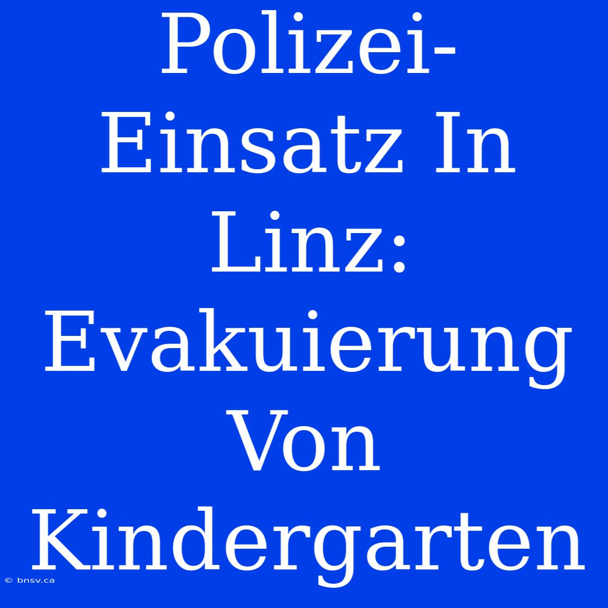 Polizei-Einsatz In Linz: Evakuierung Von Kindergarten