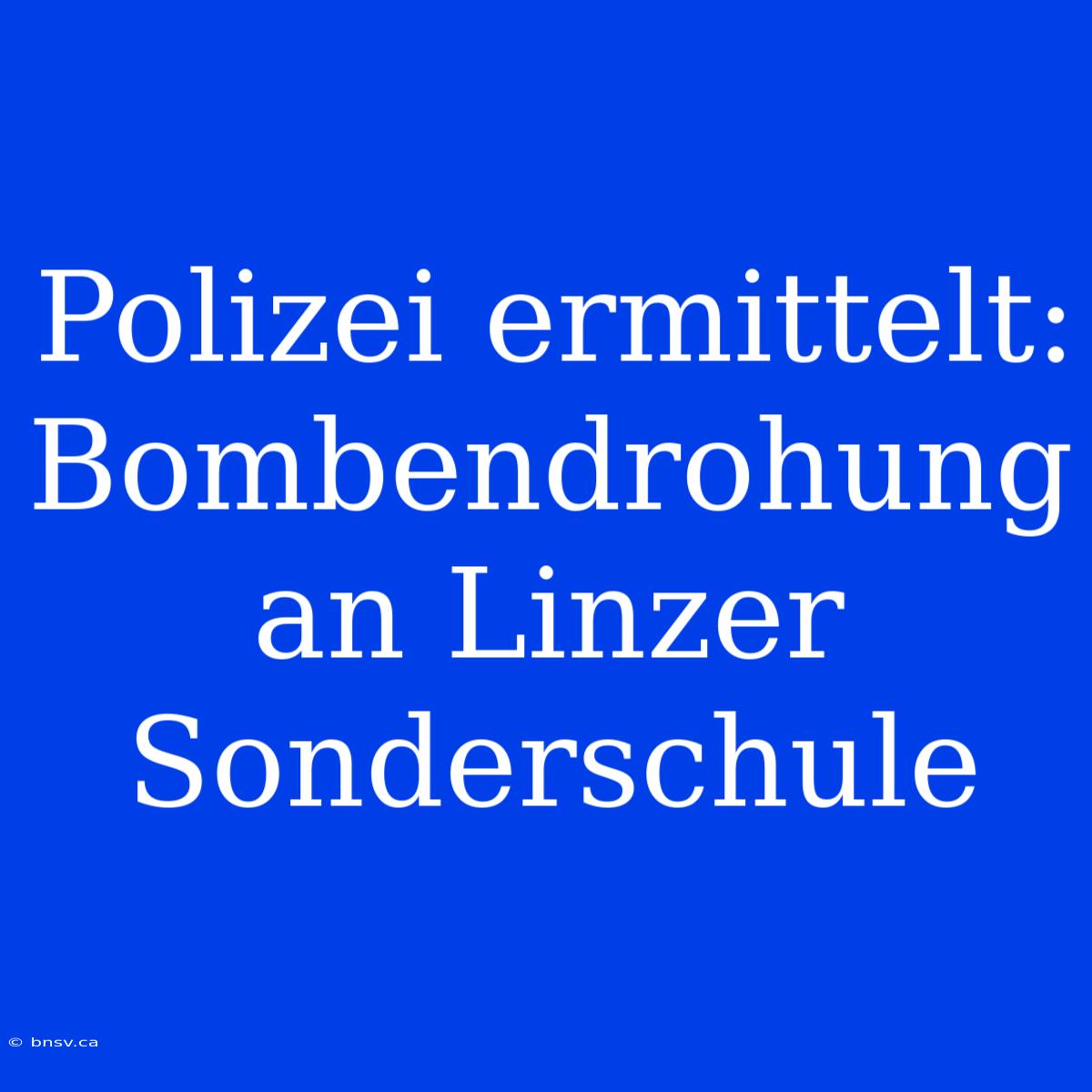 Polizei Ermittelt: Bombendrohung An Linzer Sonderschule