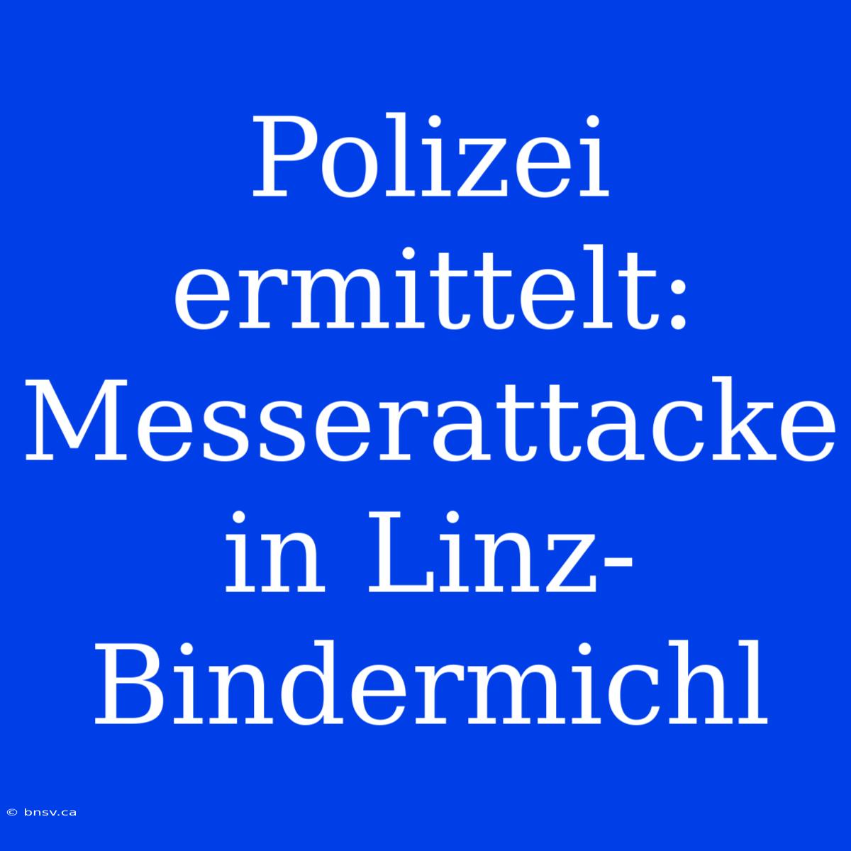 Polizei Ermittelt: Messerattacke In Linz-Bindermichl