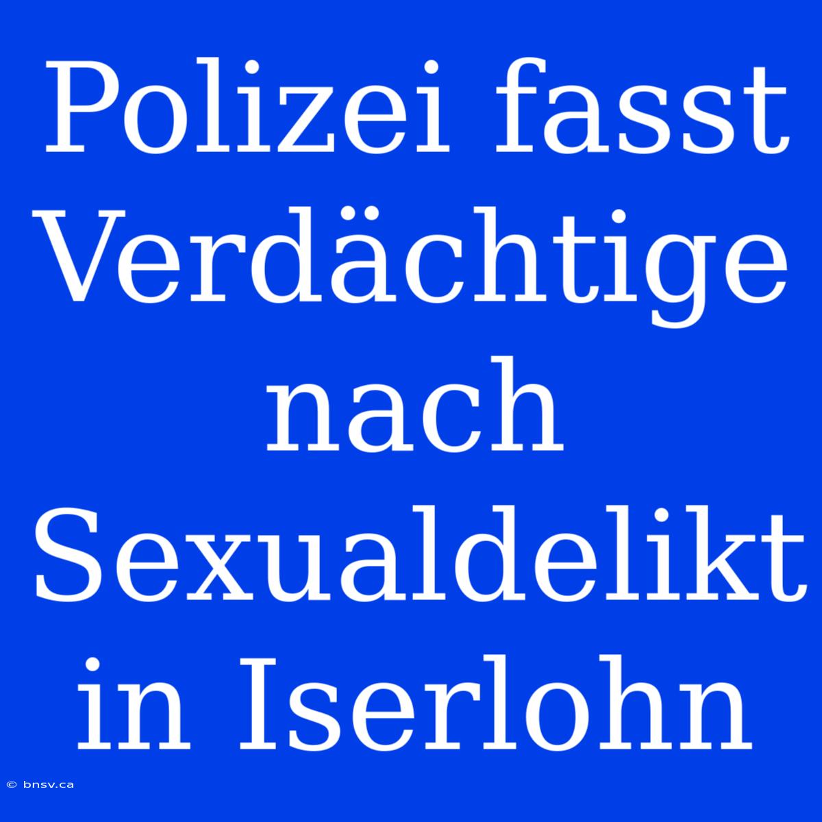 Polizei Fasst Verdächtige Nach Sexualdelikt In Iserlohn