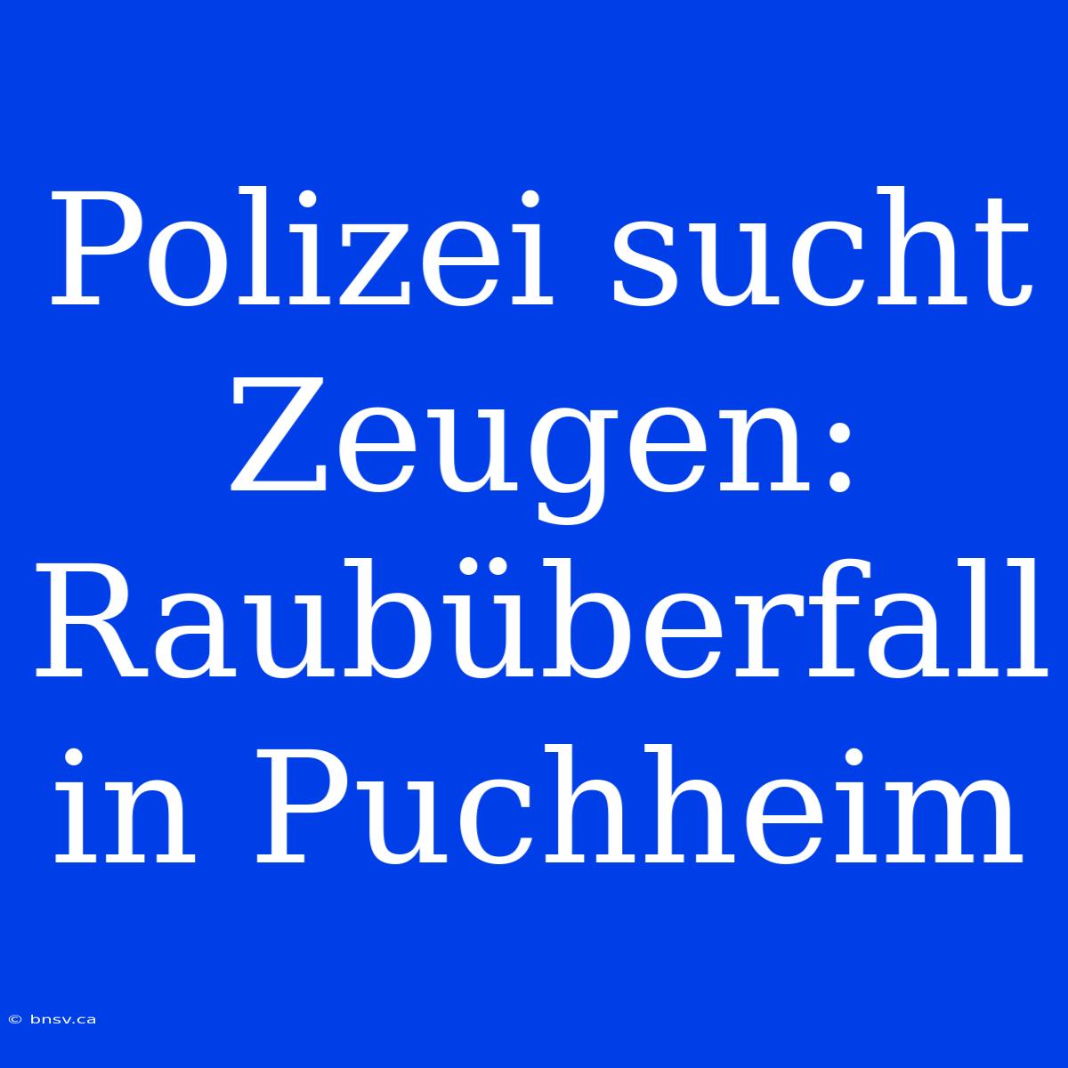 Polizei Sucht Zeugen: Raubüberfall In Puchheim