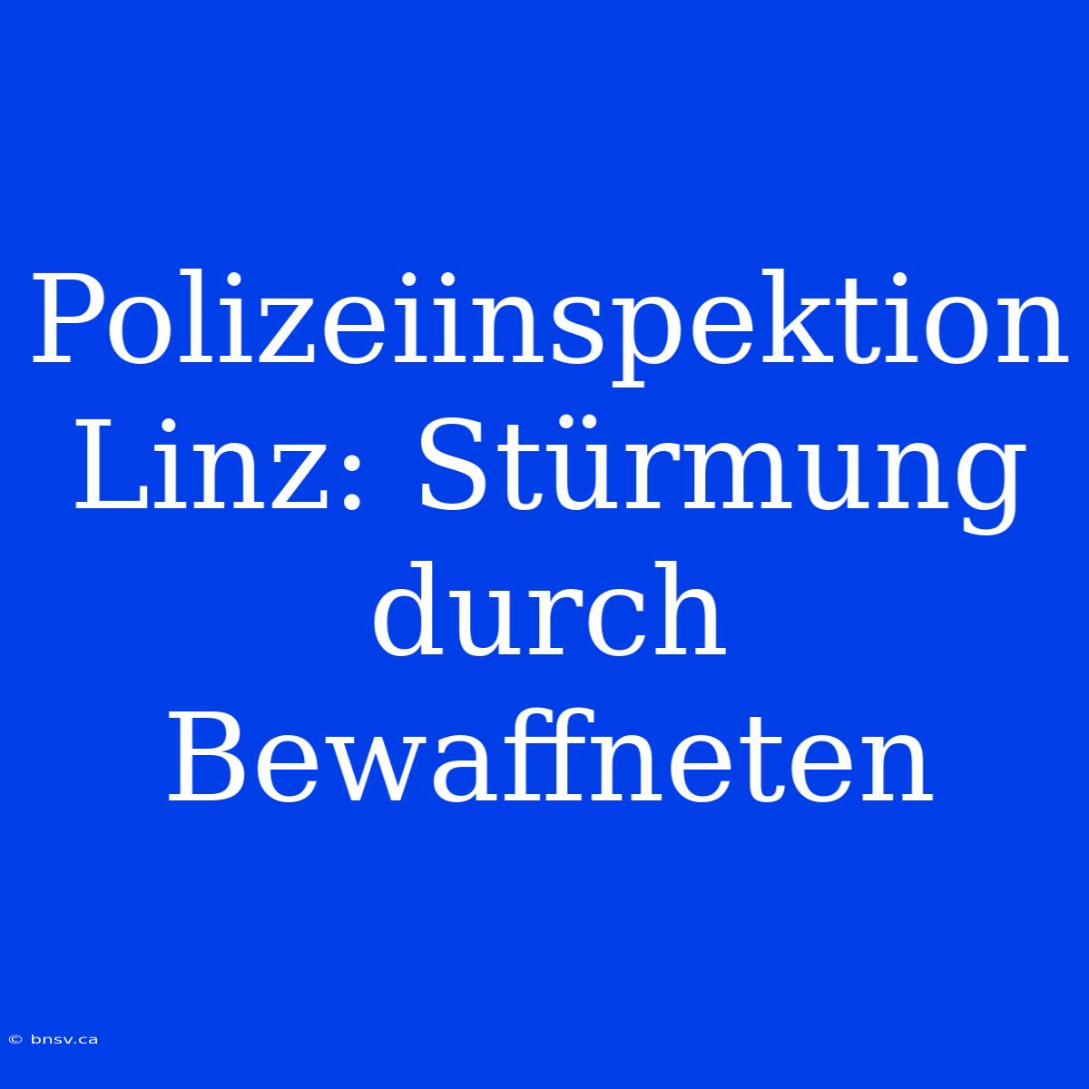 Polizeiinspektion Linz: Stürmung Durch Bewaffneten