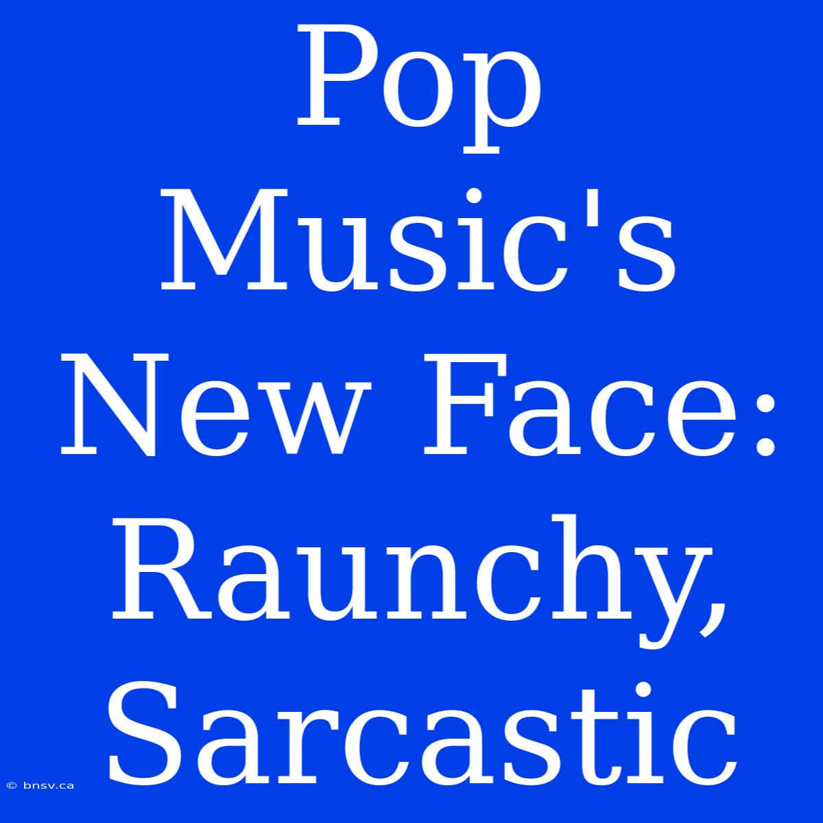 Pop Music's New Face: Raunchy, Sarcastic