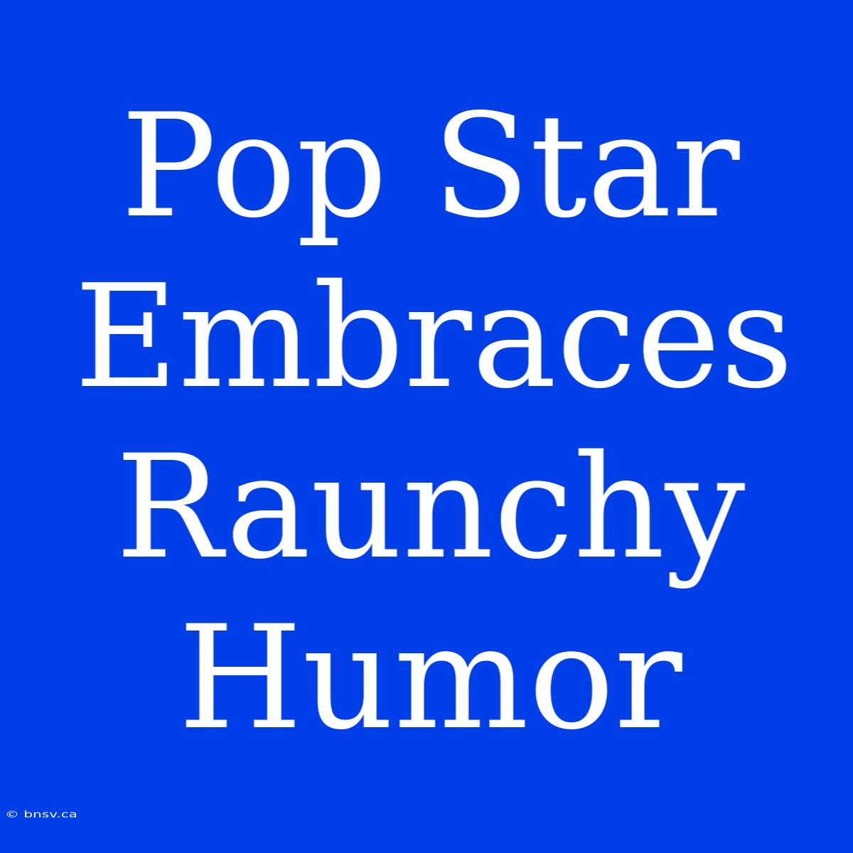 Pop Star Embraces Raunchy Humor