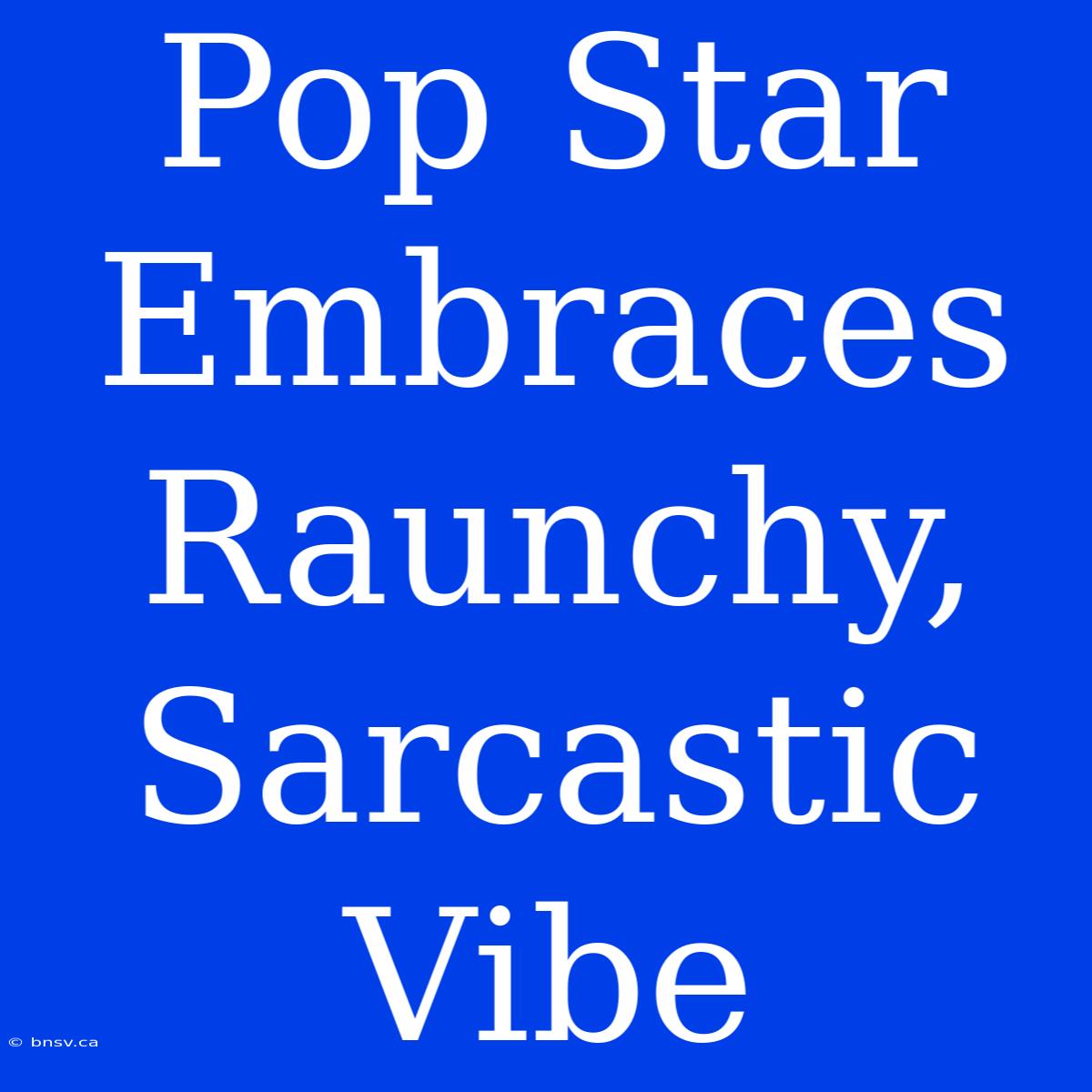 Pop Star Embraces Raunchy, Sarcastic Vibe