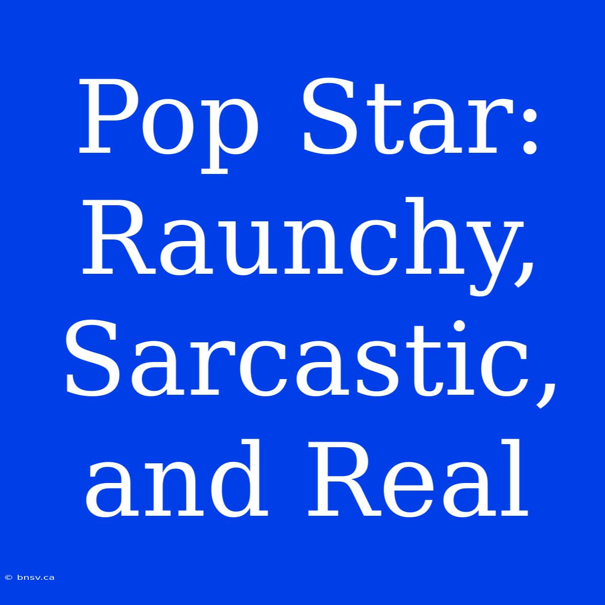 Pop Star: Raunchy, Sarcastic, And Real