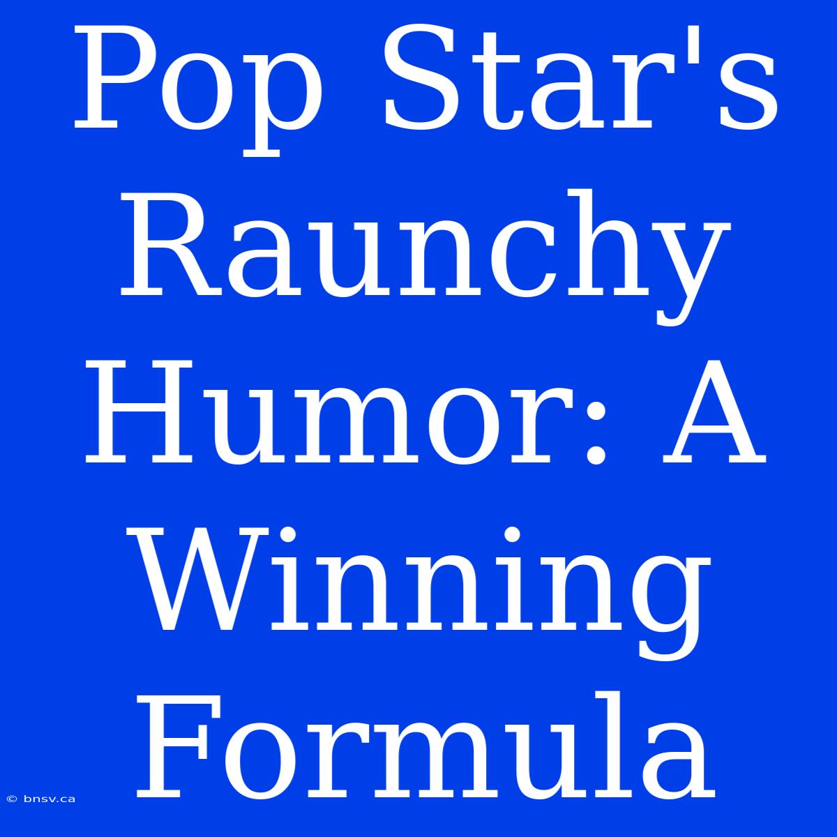 Pop Star's Raunchy Humor: A Winning Formula