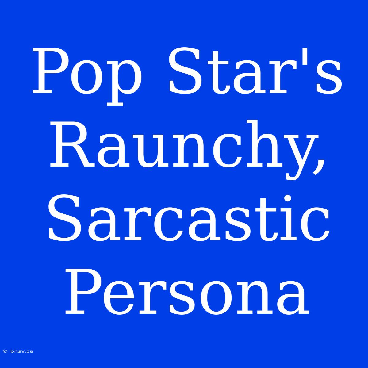 Pop Star's Raunchy, Sarcastic Persona