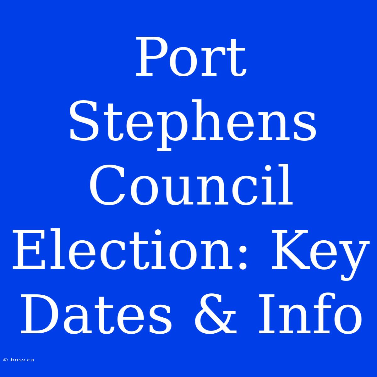 Port Stephens Council Election: Key Dates & Info