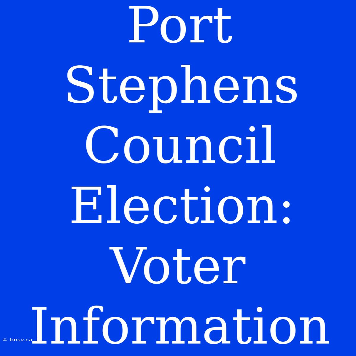 Port Stephens Council Election: Voter Information