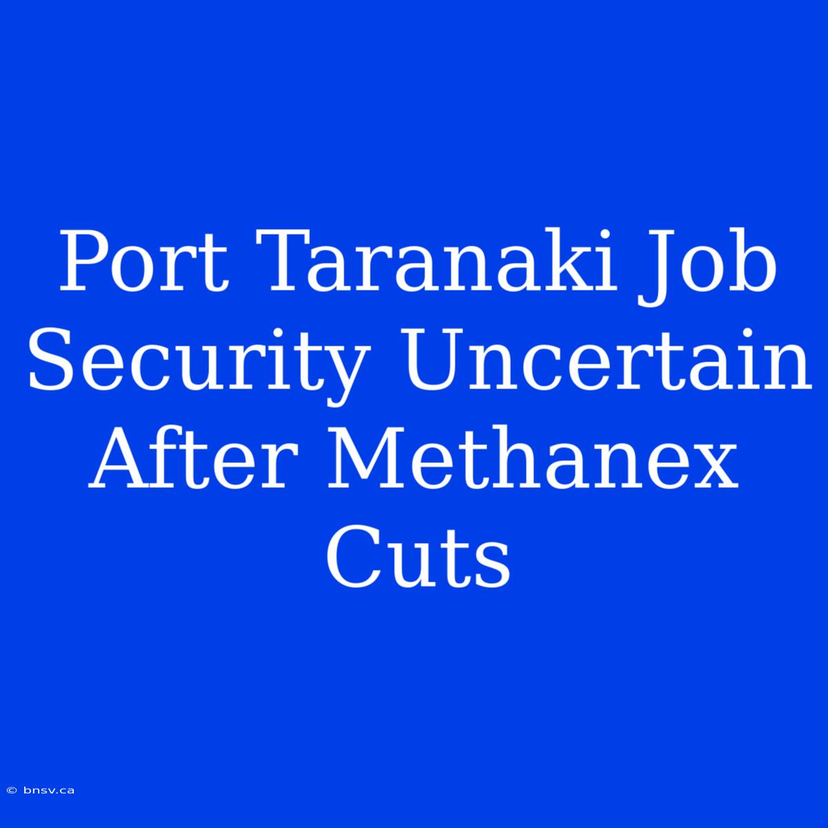 Port Taranaki Job Security Uncertain After Methanex Cuts