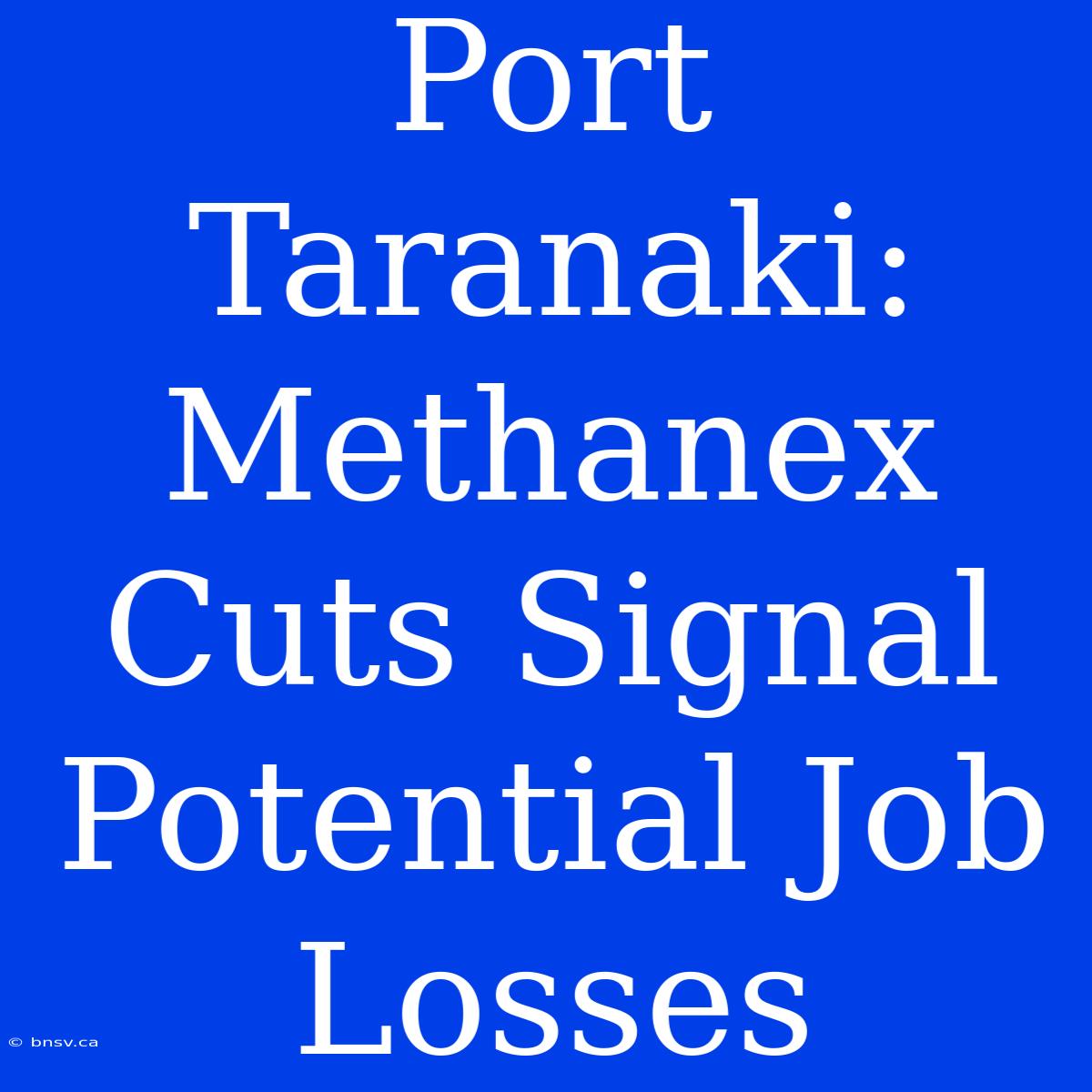 Port Taranaki: Methanex Cuts Signal Potential Job Losses