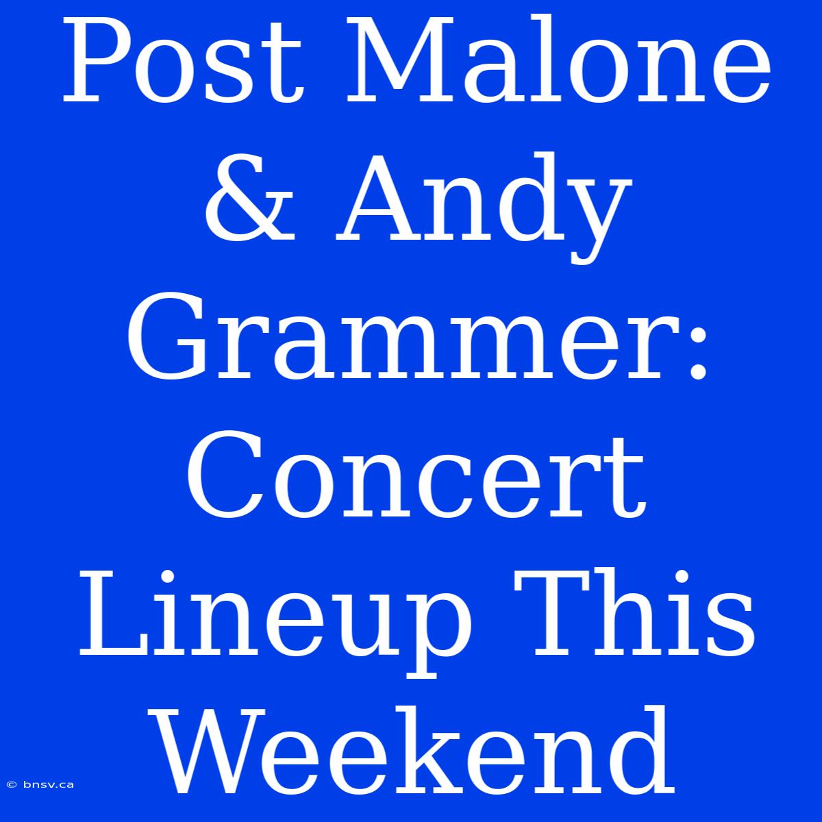 Post Malone & Andy Grammer: Concert Lineup This Weekend