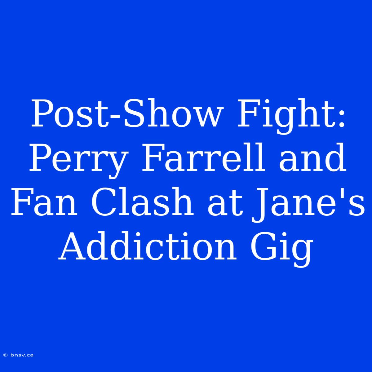 Post-Show Fight: Perry Farrell And Fan Clash At Jane's Addiction Gig