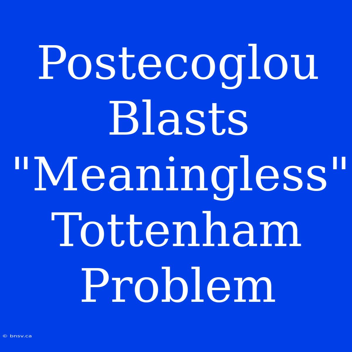 Postecoglou Blasts 