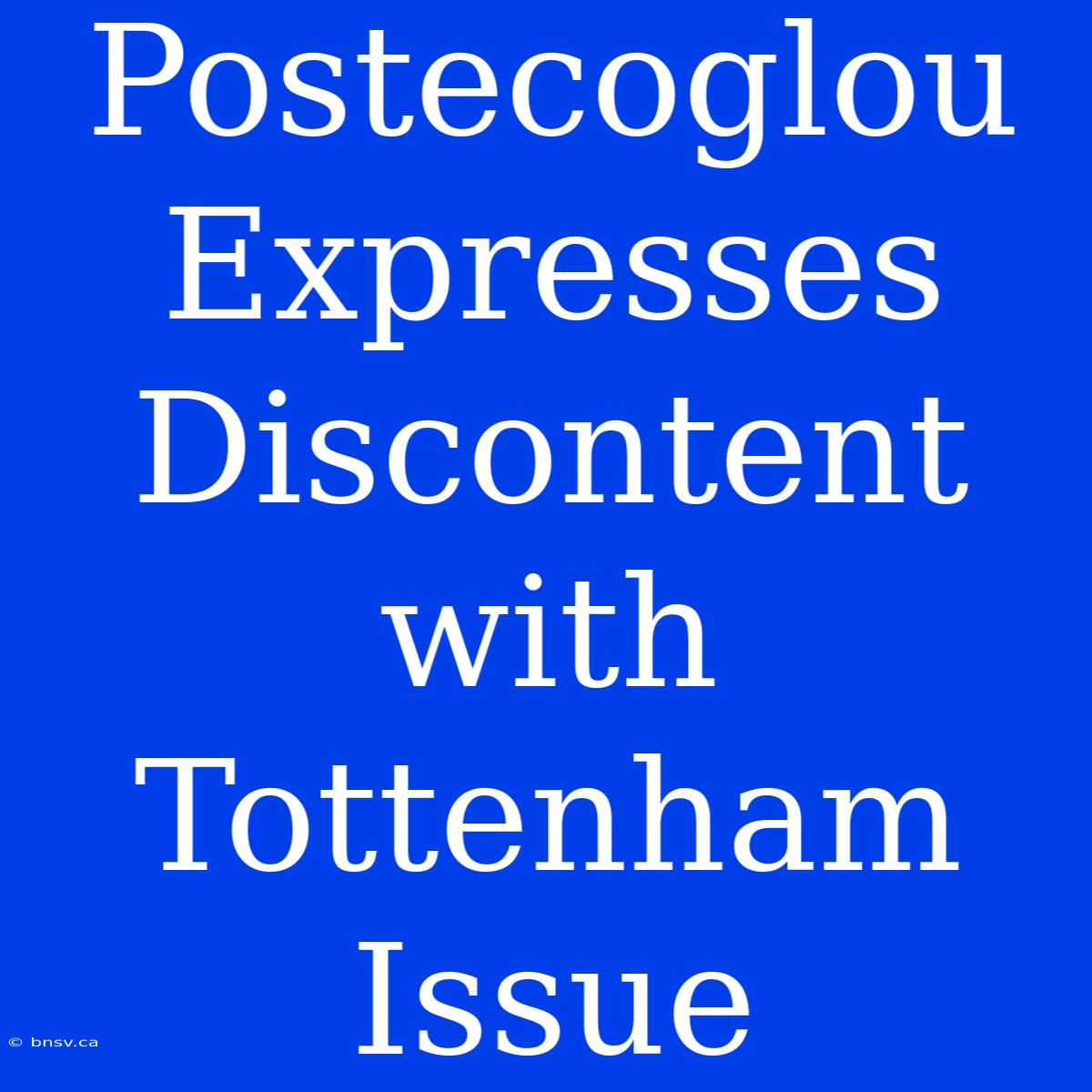 Postecoglou Expresses Discontent With Tottenham Issue