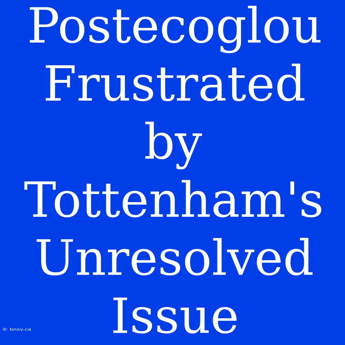 Postecoglou Frustrated By Tottenham's Unresolved Issue